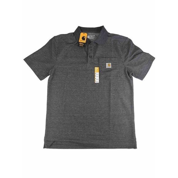 Carhartt Men’s Loose Fit Midweight Polo Short Sleeve Gray Small Stain Breaker - Picture 1 of 7